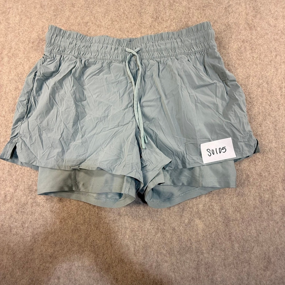 Spyder Active Womens 2-in-1 Running Shorts Sage Green‎ Smocked Waist Small